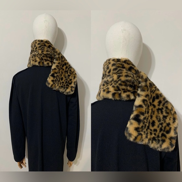 Calvin Klein Leopard Print Faux Fur Scarf - Picture 8 of 16